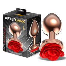 Carregar imagem no visualizador da galeria, Plug anal metálico com rosa vermelha - Red rosegold - L - Afterdark