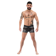 Carregar imagem no visualizador da galeria, Boxer cinzento e preto semi transparente - Iron Clad Short - Male Power