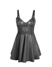 Carregar imagem no visualizador da galeria, Vestido preto efeito vinil com tanga - Paris Hollywood