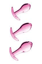 Carregar imagem no visualizador da galeria, Conjunto de 3 plugs anais em vidro rosa - No.17 - Glossy