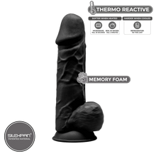Carregar imagem no visualizador da galeria, Dildo Realístico termo-reativo - 21.5cm - Preto - SilexD