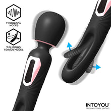 Carregar imagem no visualizador da galeria, Estimulador / Varinha e vibrador vaginal com movimento de língua 2 em 1 - Preto - Lexy - IntoYou
