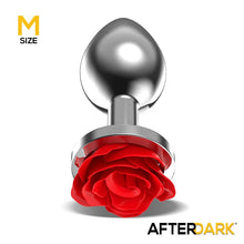 Carregar imagem no visualizador da galeria, Plug anal metálico com rosa vermelha - Red silver - M - Afterdark