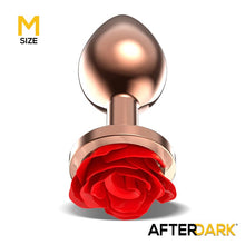 Carregar imagem no visualizador da galeria, Plug anal metálico com rosa vermelha - Red rosegold - M - Afterdark