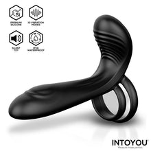 Carregar imagem no visualizador da galeria, Vibrador para casal/engrossador de pénis com estimulador de clitóris, anel para pénis e testículos e comando - Synkox - IntoYou