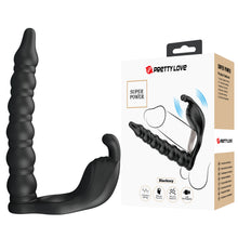 Carregar imagem no visualizador da galeria, Strap-on para dupla penetração com anel vibratório para o pénis - 15 cm - Blackney - Pretty Love