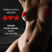 Carregar imagem no visualizador da galeria, 3 pares de tapa mamilos - Nipple cover set 3 pairs - Vermelho - Le désir