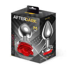 Carregar imagem no visualizador da galeria, Plug anal metálico com rosa vermelha - Red silver - M - Afterdark