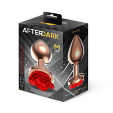 Carregar imagem no visualizador da galeria, Plug anal metálico com rosa vermelha - Red rosegold - M - Afterdark
