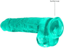 Carregar imagem no visualizador da galeria, Dildo realístico verde com testículos - 25 cm - Crystal clear dildo - Real Rock