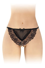 Carregar imagem no visualizador da galeria, Tanga em renda preta com pérolas - Katia - Fashion Secret