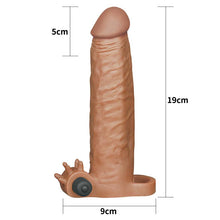 Carregar imagem no visualizador da galeria, Manga para pénis - com vibração - 19 cm - Mocha - Pleasure X-Tender - Lovetoy