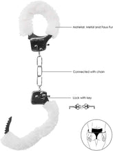 Carregar imagem no visualizador da galeria, Algemas de metal com pêlo branco - Pleasure furry handcuffs - Ouch!