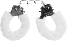 Carregar imagem no visualizador da galeria, Algemas de metal com pêlo branco - Pleasure furry handcuffs - Ouch!