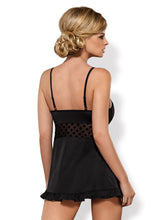 Carregar imagem no visualizador da galeria, Camisa de noite e tanga - Dotina - Preto - Obsessive