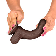 Carregar imagem no visualizador da galeria, Dildo deslizante com dupla camada 7” - Castanho - 18cm - Slidy Black - Intoyou