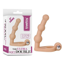 Carregar imagem no visualizador da galeria, Strap-on para dupla penetração com anel vibratório - 14 cm - The Ultra Soft Double