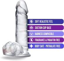 Carregar imagem no visualizador da galeria, Dildo transparente com testículos - 20 cm - Diamond - BYours