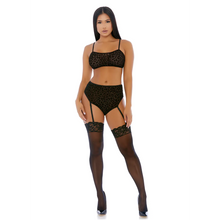 Carregar imagem no visualizador da galeria, Conjunto top e cueca preto com cinta-liga - Lust