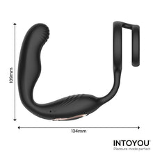 Carregar imagem no visualizador da galeria, Estimulador de próstata vibratório com movimento de rotação e anel peniano duplo + Comando - Rotating prostate massager with double cockring - Bruce - IntoYou