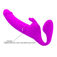 Carregar imagem no visualizador da galeria, Strap-on duplo vibratório e estimulador de clitóris com pulsação - Zanini - Pretty Love