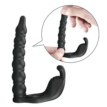 Carregar imagem no visualizador da galeria, Strap-on para dupla penetração com anel vibratório para o pénis - 15 cm - Blackney - Pretty Love