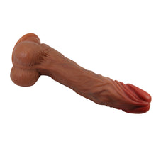 Carregar imagem no visualizador da galeria, Vibrador realístico com movimento sobe e desce e rotação - 25 cm - Castanho - Calisto - Baile