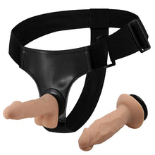 Carregar imagem no visualizador da galeria, Strap-on com dois dildos realistas - 11 e 11.5cm - Jessica - Baile