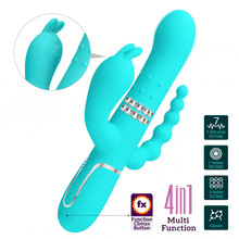 Carregar imagem no visualizador da galeria, Vibrador 4 em 1 - Vaginal com movimento sobe e desce + Estimulador de clitóris + Anal - Azul - Cammy - Pretty Love