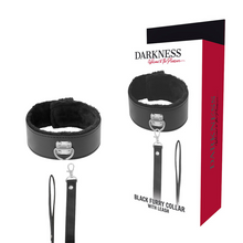 Carregar imagem no visualizador da galeria, Coleira e trela - Black furry collar with leash - Darkness