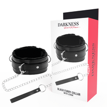 Carregar imagem no visualizador da galeria, Coleira e trela - Black furry collar with leash - Darkness