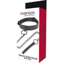 Carregar imagem no visualizador da galeria, Coleira e trela - Thin full black collar with leash - Darkness