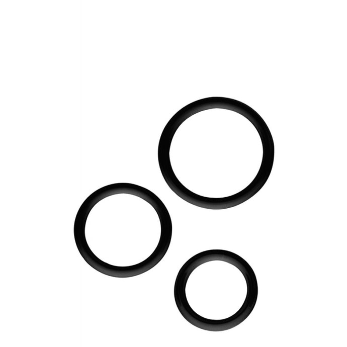 Conjunto de 3 anéis para pénis e testículos - Set of 3 silicone cock rings