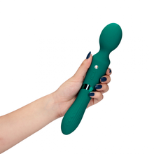 Carregar imagem no visualizador da galeria, Estimulador / Varinha e Vibrador Vaginal 2 em 1 - Recarregável - Verde - Double-Sided vibrating wand - Loveline