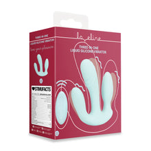 Carregar imagem no visualizador da galeria, Vibrador triplo - Vaginal com estimulador de clitóris e anal com comando - Three-in-one liquid silicone vibrator - Loveline