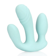 Carregar imagem no visualizador da galeria, Vibrador triplo - Vaginal com estimulador de clitóris e anal com comando - Three-in-one liquid silicone vibrator - Loveline