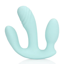 Carregar imagem no visualizador da galeria, Vibrador triplo - Vaginal com estimulador de clitóris e anal com comando - Three-in-one liquid silicone vibrator - Loveline