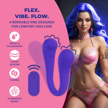 Carregar imagem no visualizador da galeria, Vibrador 2 em 1 dobrável com comando - Roxo - Dual-ended bendable vibe with remote control - Loveline
