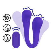 Carregar imagem no visualizador da galeria, Vibrador 2 em 1 dobrável com comando - Roxo - Dual-ended bendable vibe with remote control - Loveline
