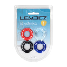 Carregar imagem no visualizador da galeria, Conjunto de 4 anéis para pénis e testículos - Multi-color cockring set - Levelz