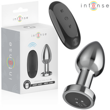 Carregar imagem no visualizador da galeria, Plug anal metálico com vibração e comando - 8.7cm - M - Intense