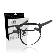 Carregar imagem no visualizador da galeria, Strap-on Duplo com vibração - Preto - 15cm - Silicone vibrating double strap-on - Fetish Submissive