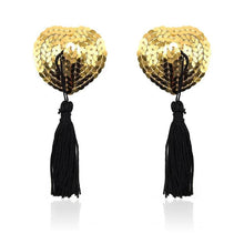 Carregar imagem no visualizador da galeria, Tapa mamilos em forma de coração - Dourado e Preto - Fetish Addict