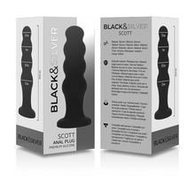 Carregar imagem no visualizador da galeria, Plug anal preto com 4 bolas - Scott - Black&Silver