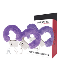 Carregar imagem no visualizador da galeria, Algemas de metal com pelo lilás - Purple furry handcuffs - Darkness