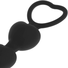 Carregar imagem no visualizador da galeria, Tira anal com 6 corações - Mila anal heart beads - Black& Silver