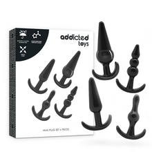 Carregar imagem no visualizador da galeria, Conjunto de 4 plugs anais pretos - Anal plug set 4 pieces - Addicted Toys