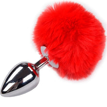 Carregar imagem no visualizador da galeria, Plug anal metálico com pompom - Fluffy Plug - S - Vermelho - Alive