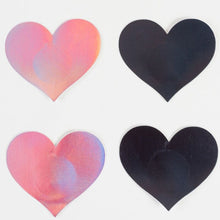 Carregar imagem no visualizador da galeria, Tapa mamilos holográficos em formato de coração - Preto e Rosa - Wow Boobs - Secret Play