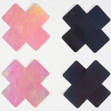 Carregar imagem no visualizador da galeria, Tapa mamilos holográficos em formato de cruz - Preto e Rosa - Wow Boobs - Secret Play